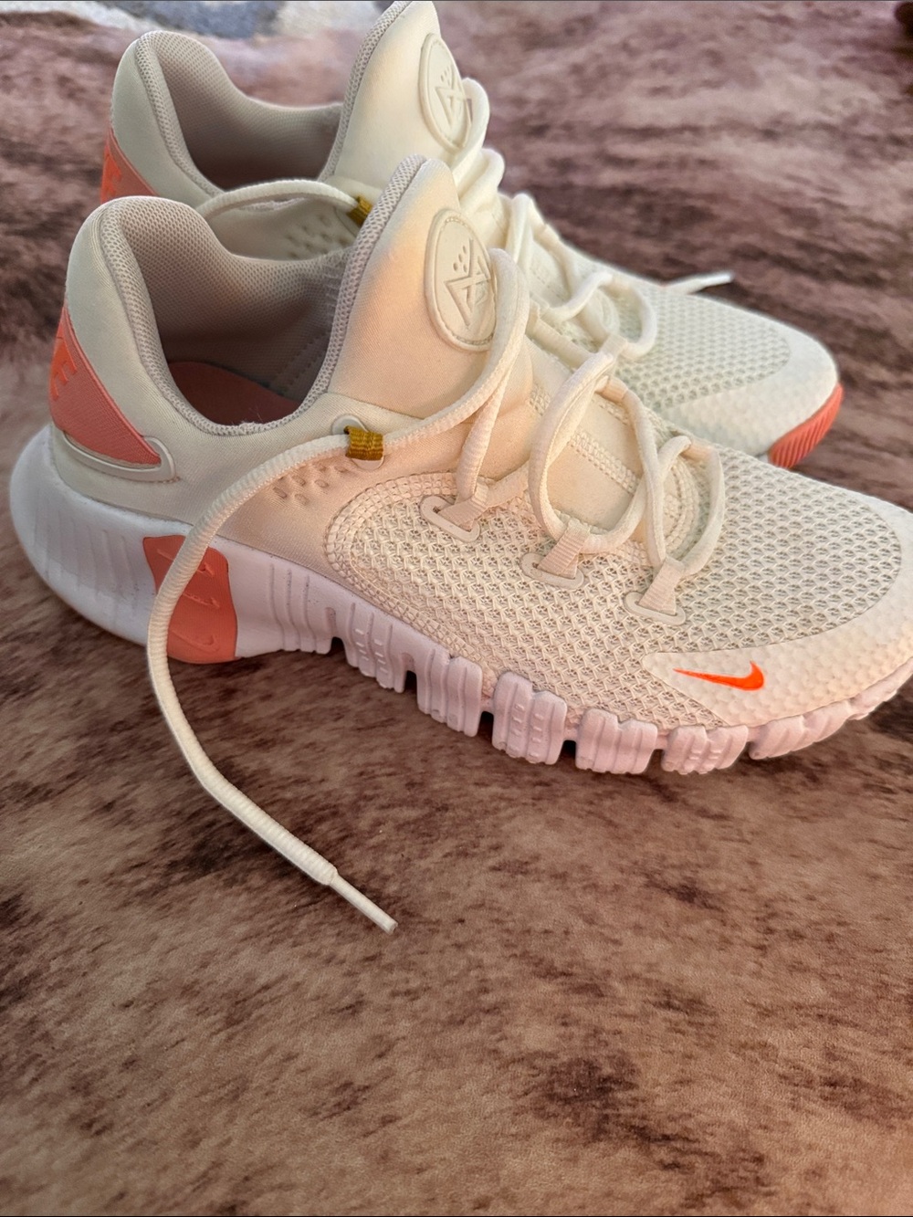 Nike White Sneakers with Coral Accents - Picture 2 of 5